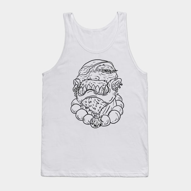 Scary Barbarian Monster Horror Black Lineart T-Shirt Tank Top by Moonwing